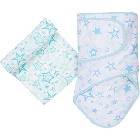 MIRACLEWARE MiracleWare 4841 Aqua Stars Blanket & Muslin Swaddle Set 4841